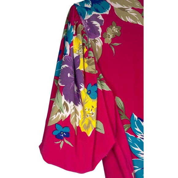 LAUREN RALPH LAUREN NWT Valayna 3/4 Sleeve Dress Pink Floral Black Label Sz 6 - Picture 4 of 5